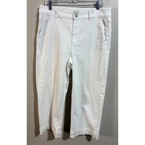 Talbots Flawless High Waist Wide Crop White Jeans Size 12